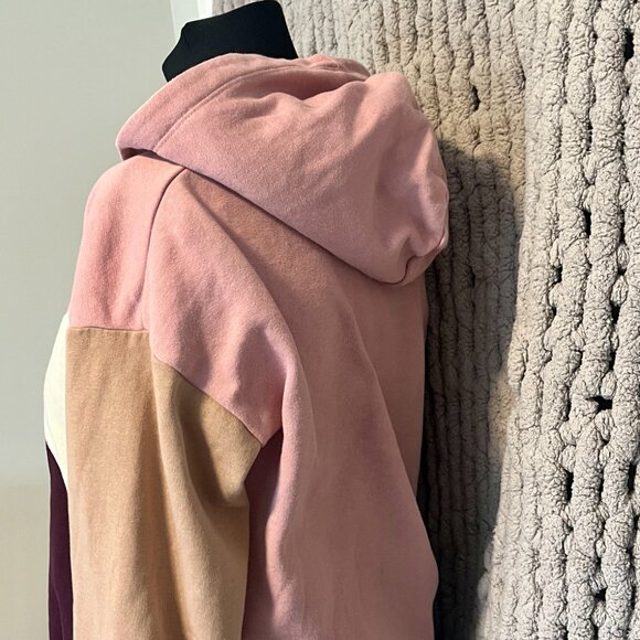 H&M Youth Colorblock Half-Zip Hoodie – Size 14 Pink, Tan, Maroon - Picture 6 of 12